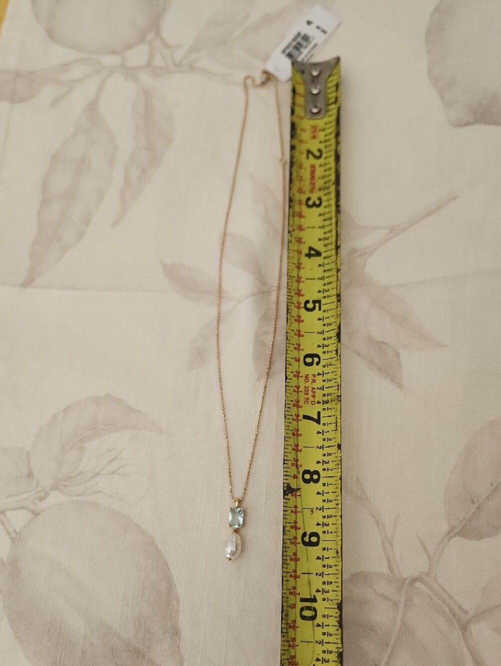 Eliot Danori Gold Necklace with Light Blue Stone and Pearl Drop - Picture 6 of 6